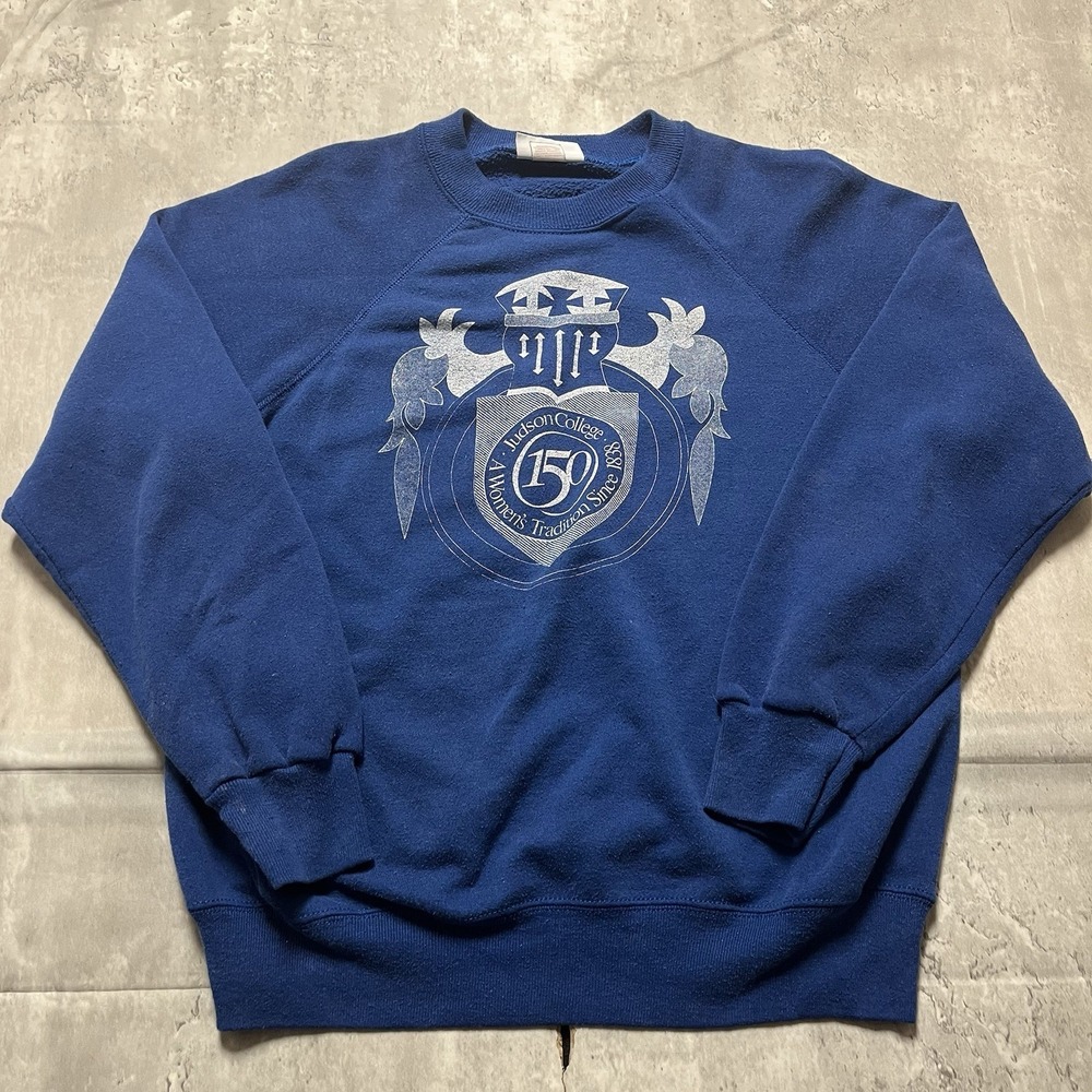 Vintage Bassett Walker Jackson College University Blue Long Sleeve Stretch Xl